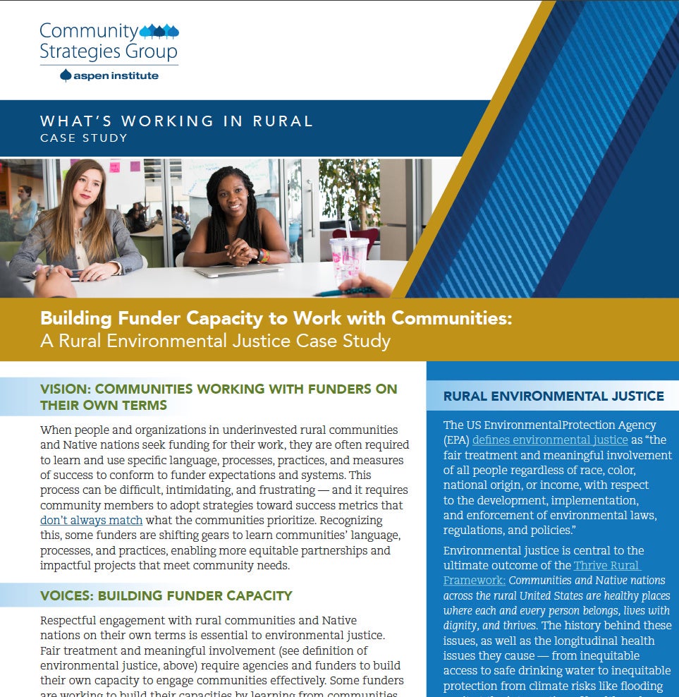 Building Funder Capacity to Work with Communities: A Rural Environmental Justice Case Study